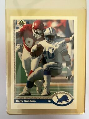 Barry Sanders Detroit Lions Football Card - White & Blue